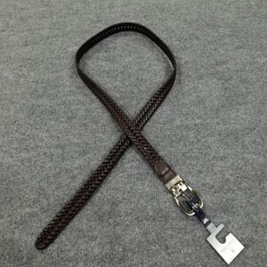 Stafford Belt Mens XL Brown Black Reversible Braided Dress Casual Silver Buckle